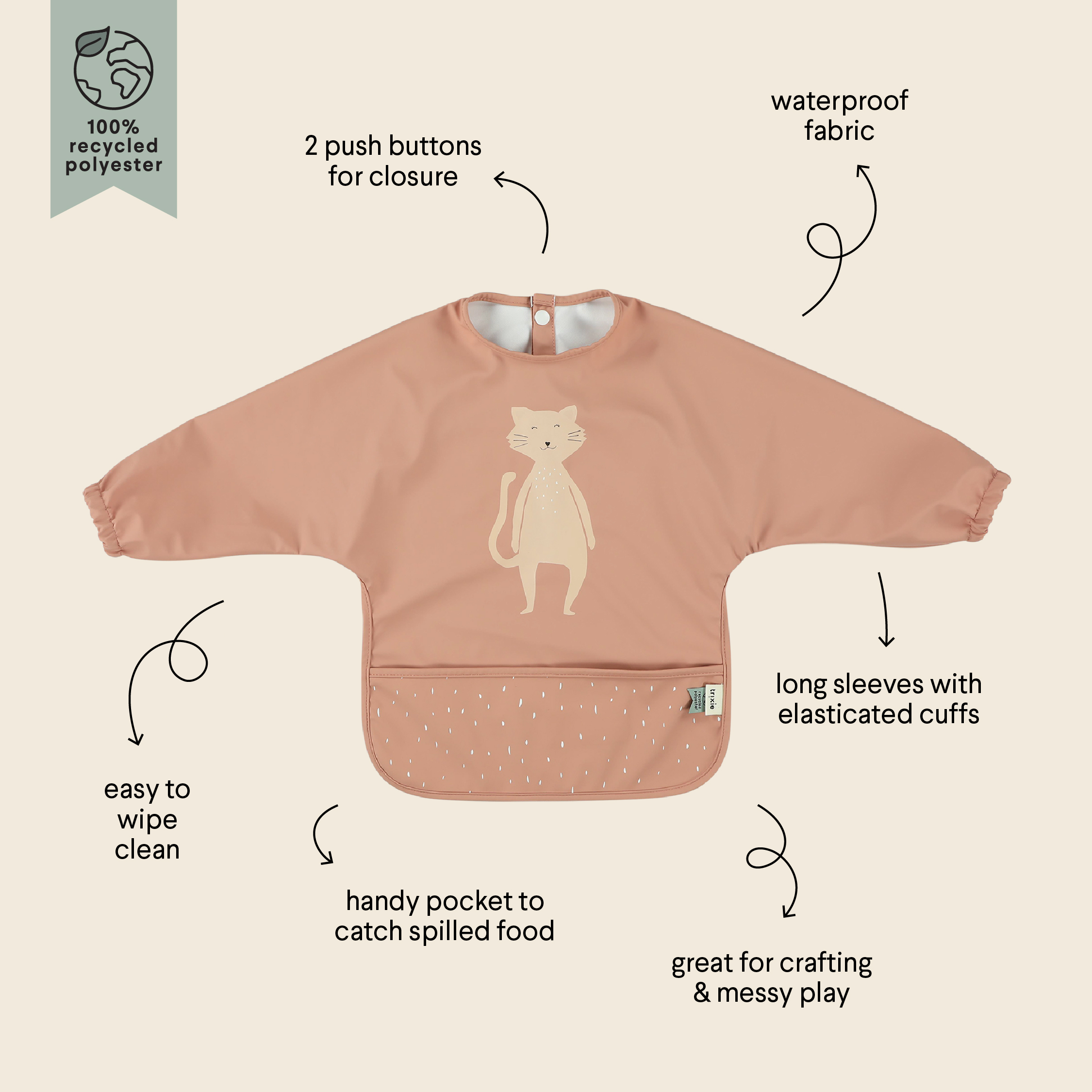 Waterproof long sleeve bib - Mrs. Cat 